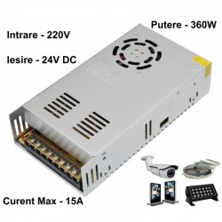 Sursa de Alimentare Metalica 220V-24V/360W-15A Sursa de Alimentare Metalica 220V-24V/360W-15A