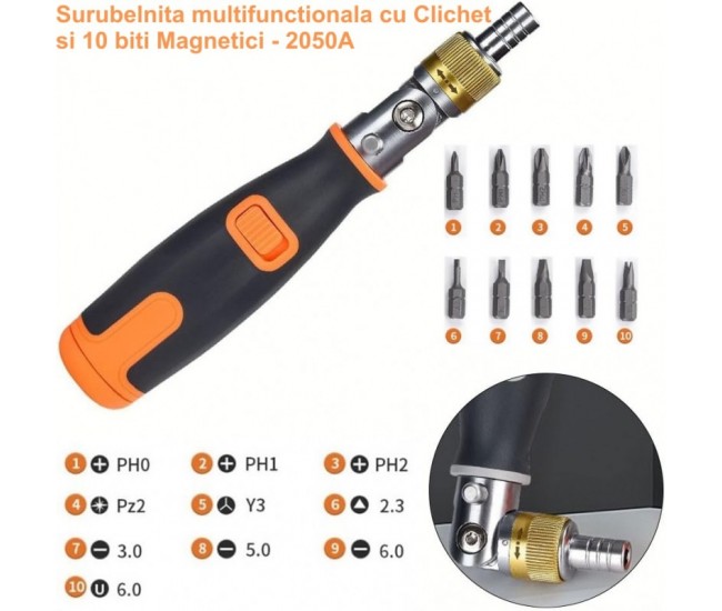 Surubelnita Multifunctionala 10 in 1 cu Clichet, 2050A