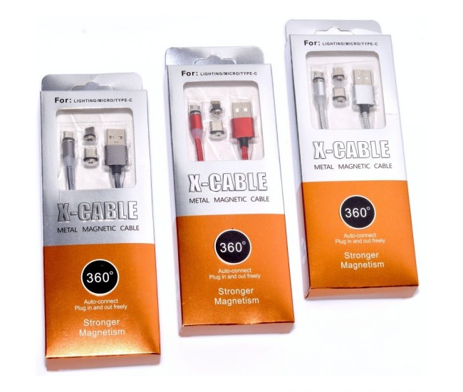 Cablu Magnetic 3 in 1/iPhone, Micro Usb, Tip C