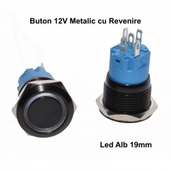 Push Buton Negru 19mm/Led Alb Push Buton Negru 19mm/Led Alb