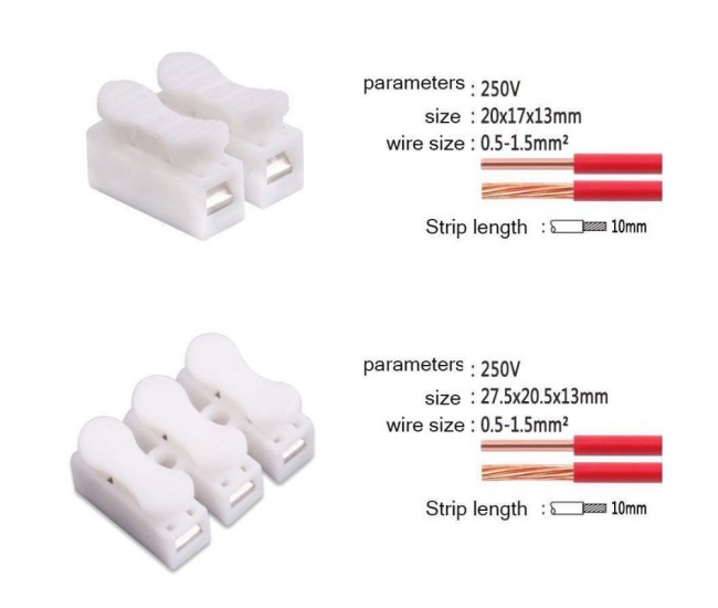 Conector Rapid CH-202 Alb, 100buc/Set