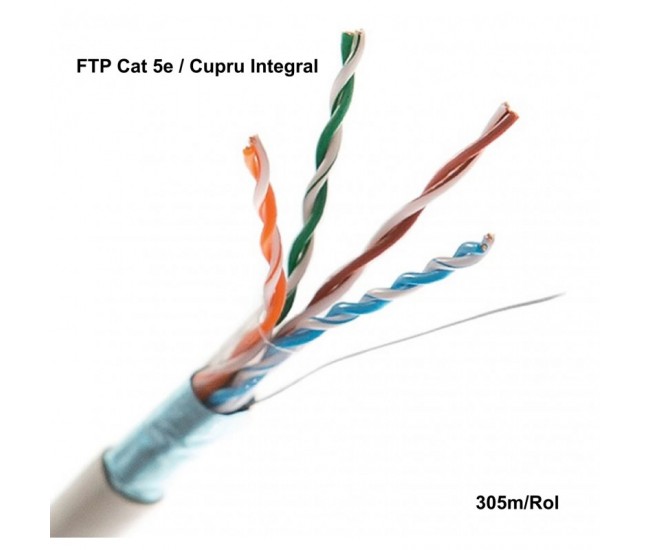 Cablu FTP Cat. 5e Cupru Integral 0.50mm/24AWG  rola 305ml THB