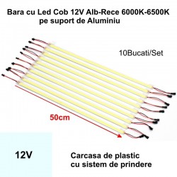 Bara de Led COB 12V Alb Rece  6500K, 50cm x 10buc/set Bara de Led COB 12V Alb Rece  6500K, 50cm x 10buc/set