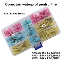 Conectori Waterproof Termocontractabili pentru Fire AWG / 120buc/Set Conectori Waterproof Termocontractabili pentru Fire AWG / 120buc/Set