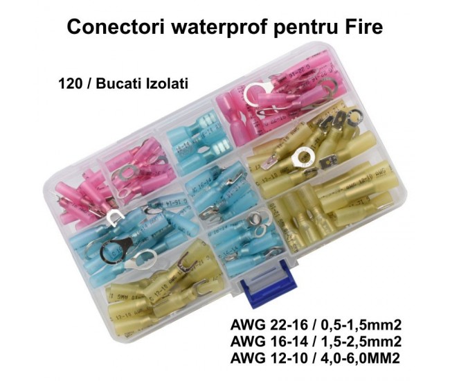 Conectori Waterproof Termocontractabili pentru Fire AWG / 120buc/Set