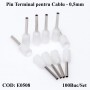 Pin Terminal de Cablu E0508 Alb, 100Buc/Set