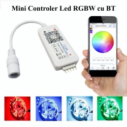 Mini Controler RGBW Led cu Bluetooth, 5-24V/4A Mini Controler RGBW Led cu Bluetooth, 5-24V/4A
