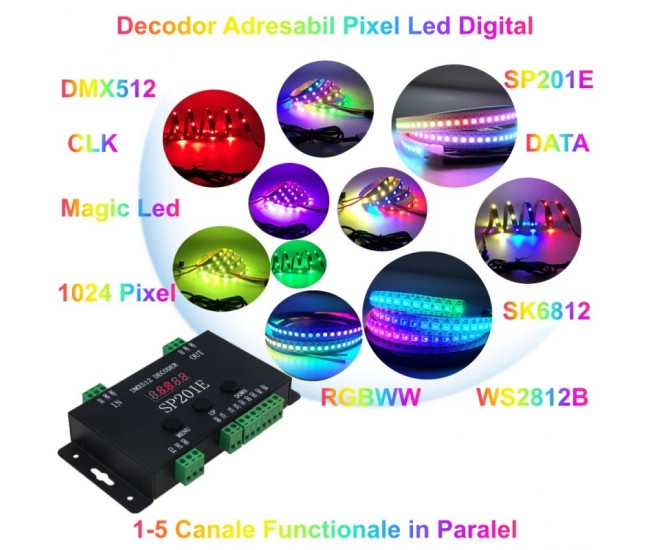 Controler DMX512 Adresabil Pixel Led SP201E