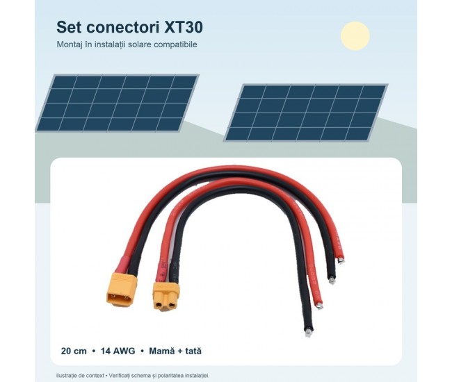 Set Conectori XT30 Mama-Tata cu Cablu 20 cm