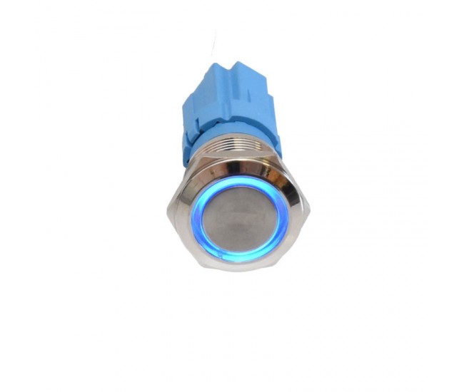 Push Buton 5-24V / 19mm, Minus (-) Led Albastru