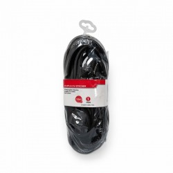 Prelungitor negru 3x1,5mm², lungime 10m, cu stecher si cupla cauciucata, 250V AC 10A, 2500W