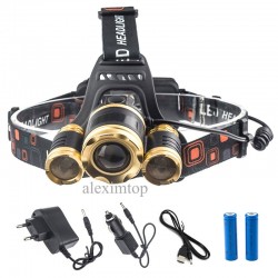 Lanterna de cap cu acumulator 3xT6 led CREE Lanterna de cap cu acumulator 3xT6 led CREE