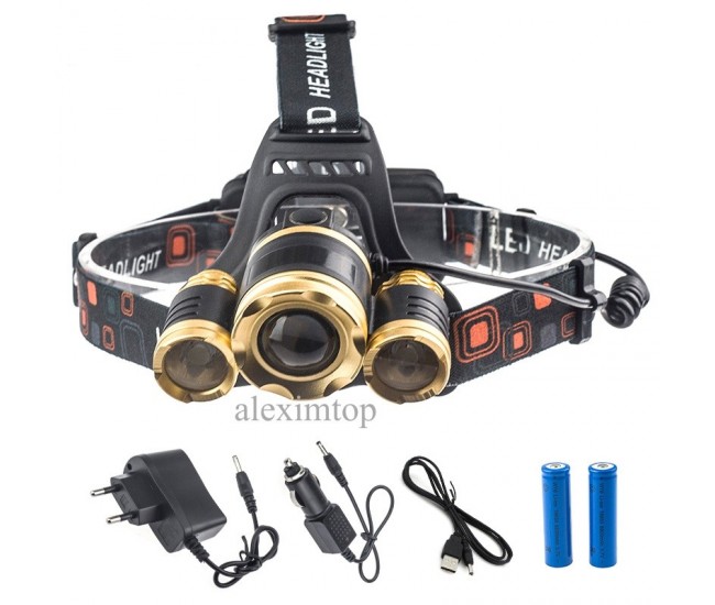 Lanterna de cap cu acumulator 3xT6 led CREE