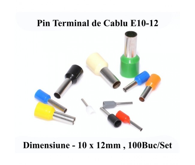 Pin Terminal de Cablu E10-12 Crem, 100Buc/Set