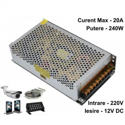 Sursa de Alimentare Metalica 220V-12V/240W-20A Sursa de Alimentare Metalica 220V-12V/240W-20A