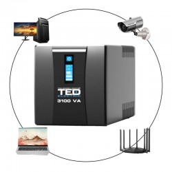 UPS 3100VA / 1800W LCD Line Interactive AVR 3 schuko USB TED UPS 3100VA / 1800W LCD Line Interactive AVR 3 schuko USB TED