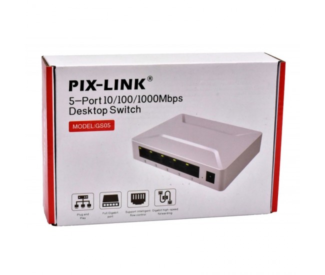 Switch Gigabit 5 Porturi 10/100/1000Mbps Pix-Link GS05