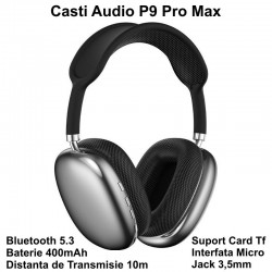 Casti Audio WiFi P9 Pro Max cu Bluetooth 5.3 / Negru Casti Audio WiFi P9 Pro Max cu Bluetooth 5.3 / Negru