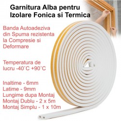 Garnitura Alba Autoadeziva de Etansare - Ferestre / Usi - 10m/Rol Garnitura Alba Autoadeziva de Etansare - Ferestre / Usi - 10m/Rol