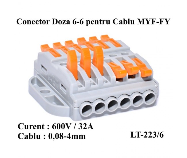 Conector Doza 6-6 pentru Cablu, LT-223/6