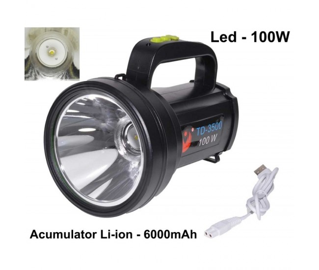 Lanterna TD3500 cu Led 100W + Acumulator