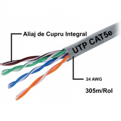 Cablu UTP Cat 5e Cupru Integral 8 Fire Ted, 305m/Rol Cablu UTP Cat 5e Cupru Integral 8 Fire Ted, 305m/Rol