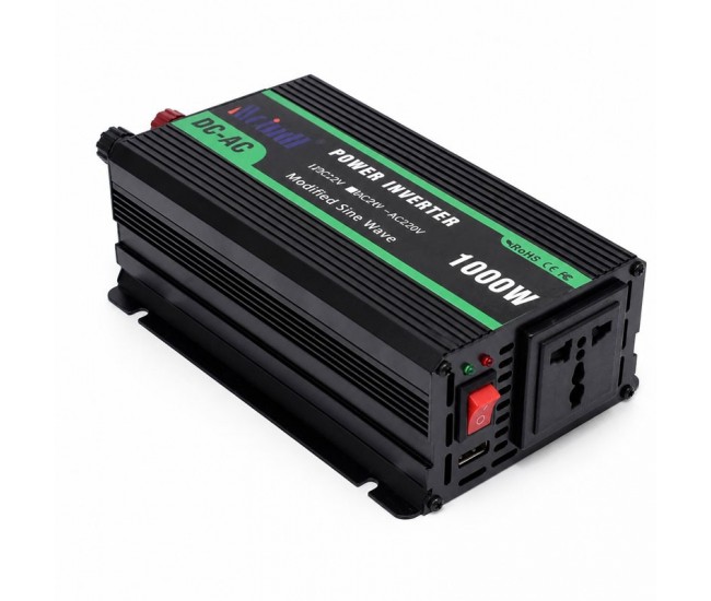 Invertor de Tensiune 1000W, 12V la 220V, Undă Sinusoidală Modificată, USB