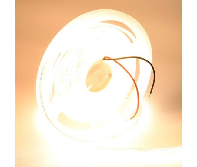 Banda Cob Led 24V - 8MM / 320led/ml - 11W/ml, Lumina Alb-Cald 3500K - 1200lm - Interior IP20 - 5m/rol
