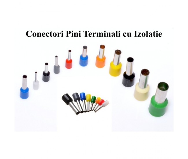 Pin Terminal de Cablu E1508 Negru, 100Buc/Set