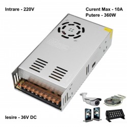 Sursa de Alimentare Metalica 220V-36V/360W-10A Sursa de Alimentare Metalica 220V-36V/360W-10A