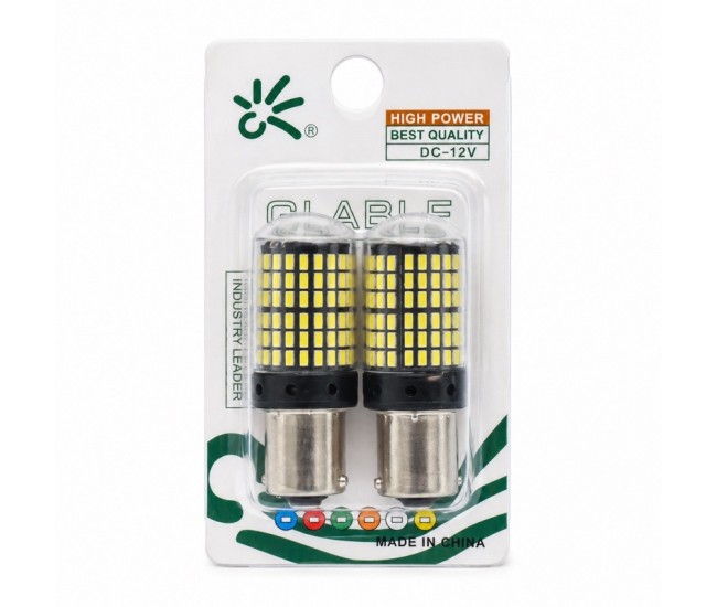Set 2 Becuri Auto LED 1156 pentru Marsarier, Albe, 12V, Soclu BA15D