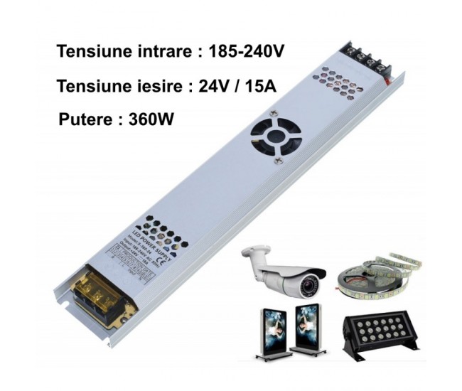 Sursa de Alimentare Slim 24V-15A / 360W