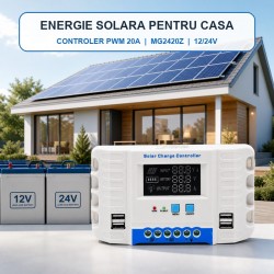 Controler Incarcare Solara PWM 20A, 12/24V Auto, LCD si 4 USB, MG2420Z DALBI