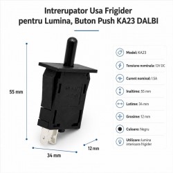 Intrerupator Usa Frigider pentru Lumina, Buton Push KA23 DALBI