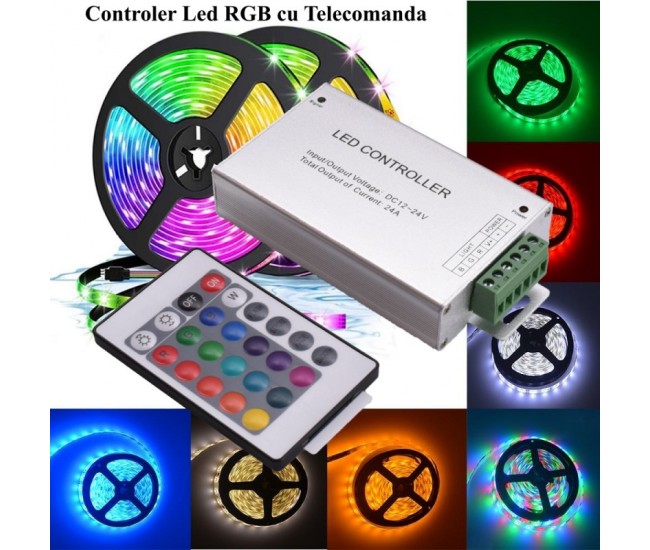 Controler Metal Led RGB 24 Taste, 12-24V/24A