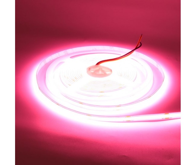 Banda Cob Led 24V - 8mm / 320led/ml - 11W/ml, Roz - Interior IP20 - 5m/rol