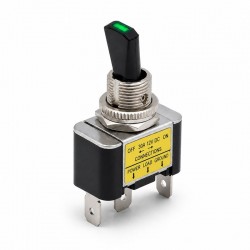 Intrerupator cu Maneta si LED Verde 12V 30A, ON/OFF, 3 Pini