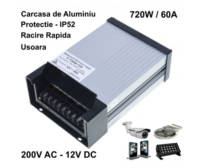 Sursa Alimentare de Exterior 12V-720W / 60A