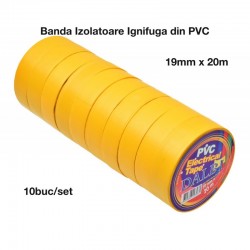 Banda Izolier Galbena 19mm x 20m - Set/10buc Banda Izolier Galbena 19mm x 20m - Set/10buc