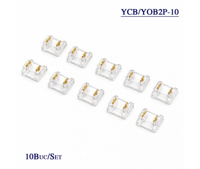 Conector pentru Imbinare Banda LED COB/SMD 10mm 2 Pini Strip to Strip Set 10 Buc DALBI YOB/YCB2P-10