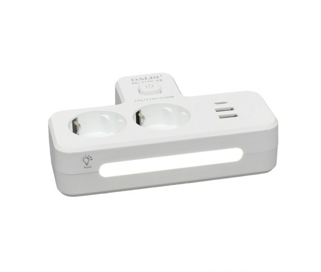 Dublu Stecher Multifunctional cu 2 x Usb QC3.0 - 1PD 20W si Lumina de Veghe