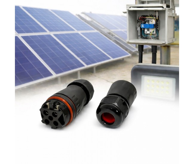 Conector Electric Etans M20 IP68, 2 Pini Waterproof pentru Sisteme Solare si Led (set 10buc)