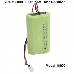 Acumulator Li-ion 7,4V-8V / 5000mAh - Model 2 x 18650 Acumulator Li-ion 7,4V-8V / 5000mAh - Model 2 x 18650