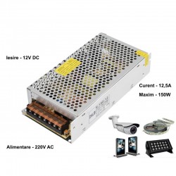 Sursa de Alimentare Metalica 220V-12V/150W-12,5A Sursa de Alimentare Metalica 220V-12V/150W-12,5A