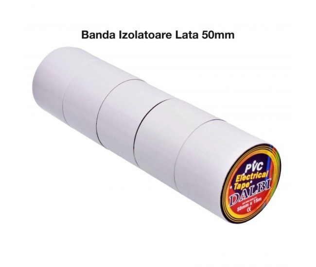 Banda Izolatoare Alba din Pvc 50mm x 15m 5Buc/Set