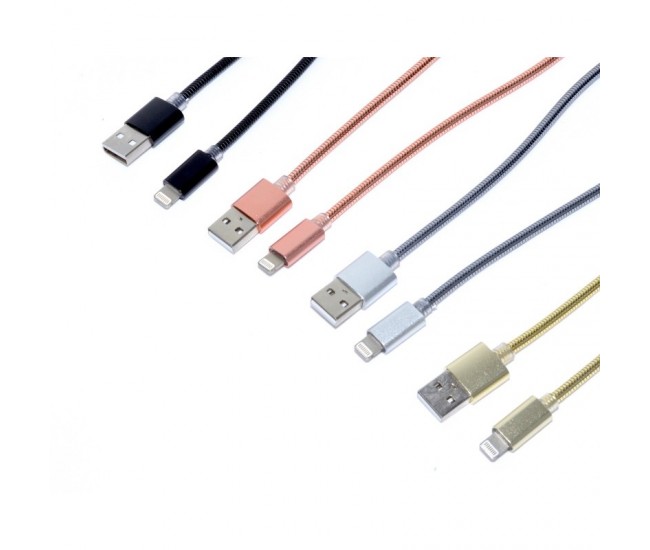 Cablu USB - Iphone  Metalic, Lungime 100cm / D8-55