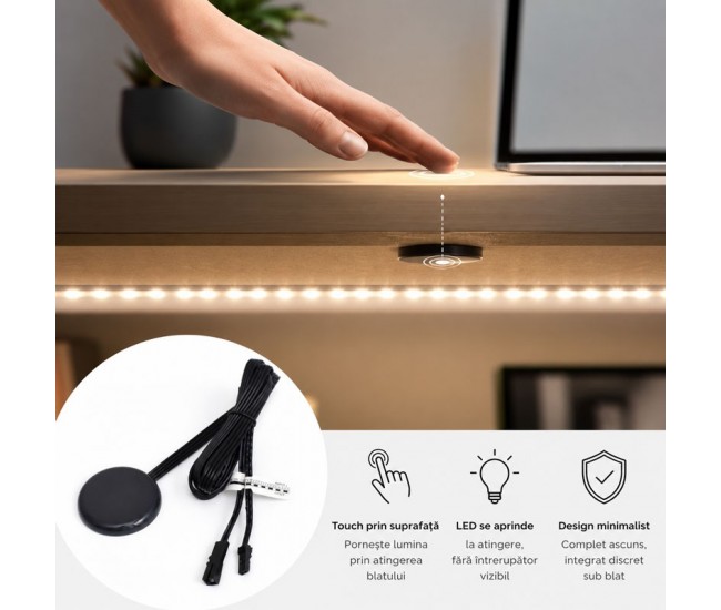 Intrerupator Senzor Touch pentru Banda LED Sub Mobilier DALBI