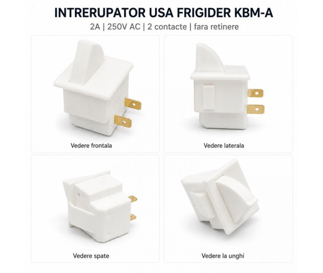 Intrerupator Usa Frigider Push Buton KBM-A 2A 250V AC fara Retinere DALBI