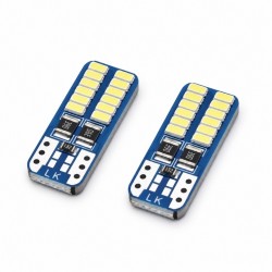 Set 2 Becuri Auto LED T10 pentru Pozitie si Interior, Albe, 12V, CL-24W DALBI