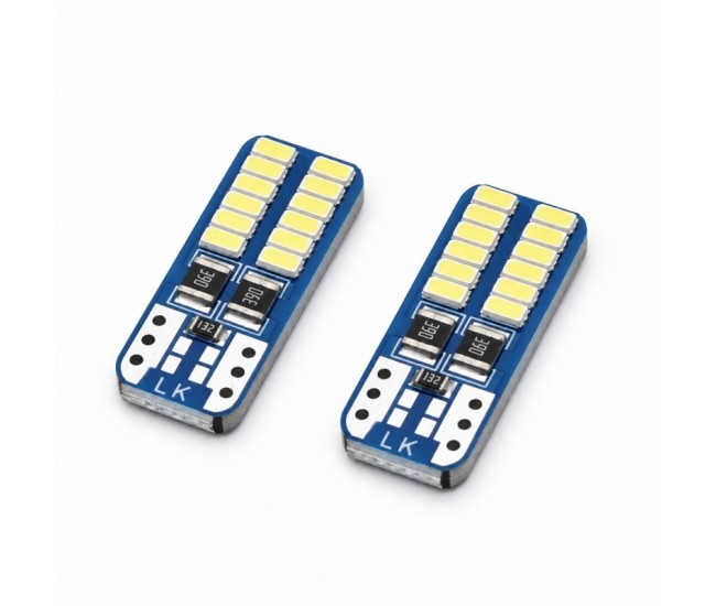 Set 2 Becuri Auto LED T10 pentru Pozitie si Interior, Albe, 12V, CL-24W DALBI